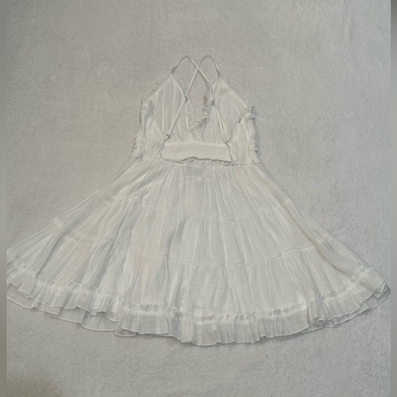 Aakaa White Ruffled Tiered Mini Dress Size M - Picture 9 of 12